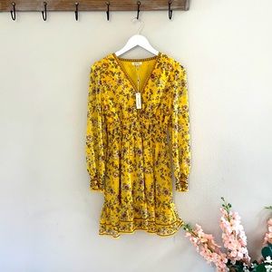 Yellow floral MAX STUDIO dress, size XS